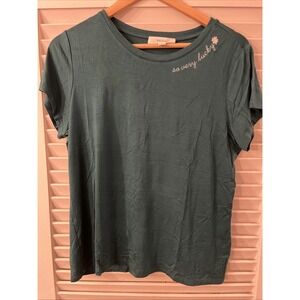 Brit.NY - So Very‎ Lucky Clover Green T-Shirt Womans Size L - St. Patrick's Day
